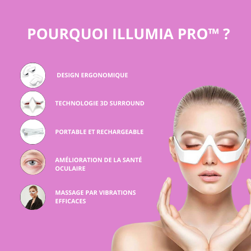 anticernes, antifatigue, anti poches, yeux fatigués, lunettes relaxantes, thérapie pour les yeux, masque oculaire anti fatigue, lunettes de soin, luminothérapie, lunettes anti stress