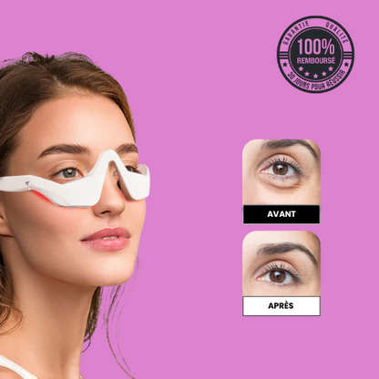 anticernes, antifatigue, anti poches, yeux fatigués, lunettes relaxantes, thérapie pour les yeux, masque oculaire anti fatigue, lunettes de soin, luminothérapie, lunettes anti stress